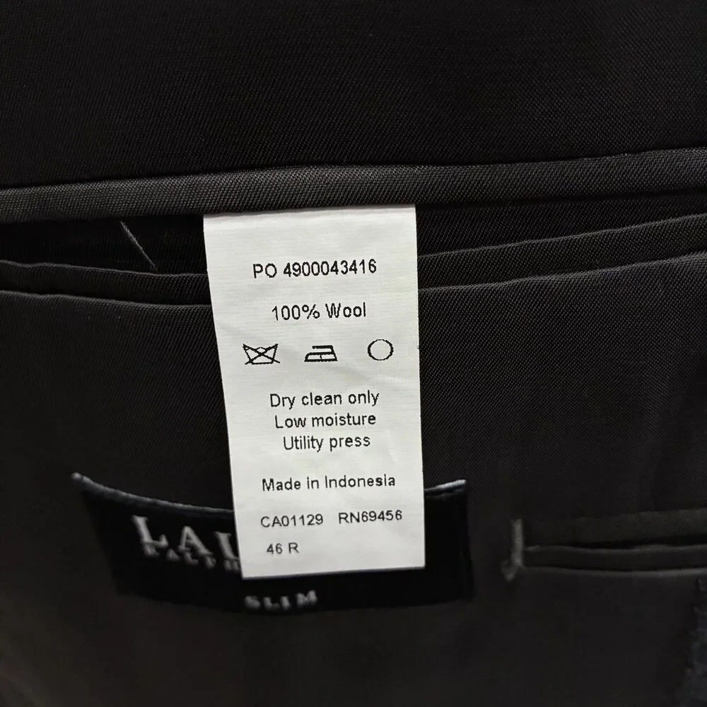 Lauren Ralph Lauren 46R Dark Gray Herringbone Slim Fit 2-Button Sports Coat